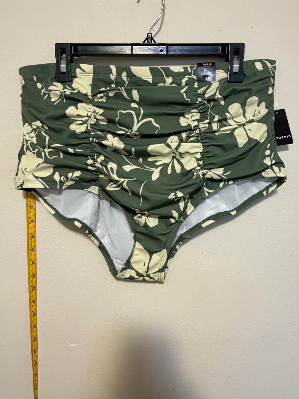 NWT Torrid Olive Floral Ruched High Waist Swim Bottoms